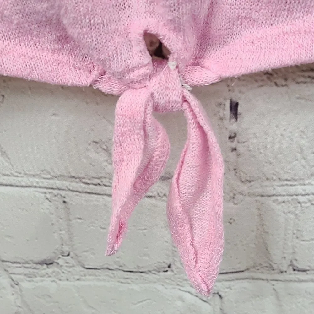 Justice Girls Pink Glitter Knot Front Shirt “Kind Is The New Cool” Slub Knit 8